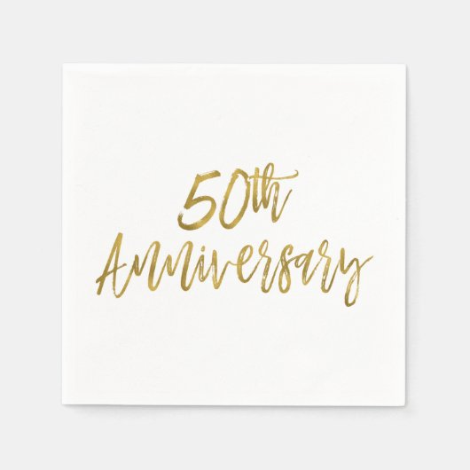 50e bruiloft Jubileum Gold Foil servetten (Voorkant)