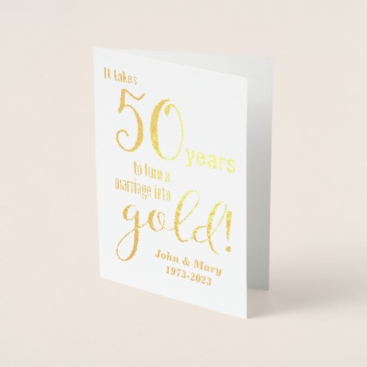 50e bruiloft Jubileum Gold Folie Kaarten (Voorkant)