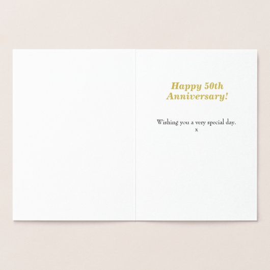 50e bruiloft Jubileum Gold Folie Kaarten (Binnen)