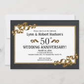 50e bruiloft Jubileum Gold Framed Invitation Kaart (Voorkant)
