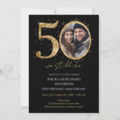 50e bruiloft Jubileum Gold Glitter Foto Kaart (Voorkant)