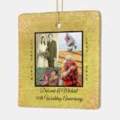 50e bruiloft Jubileum Gold Glitter Foto Keramisch Ornament (Links)