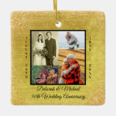 50e bruiloft Jubileum Gold Glitter Foto Keramisch Ornament (Voorkant)