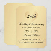 50e bruiloft Jubileum Gold Heart Kaart (Voorkant / Achterkant)