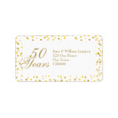 50e bruiloft Jubileum Gold Hearts Adres Etiket (Voorkant)