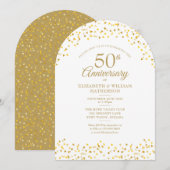 50e bruiloft Jubileum Gold Hearts Arch Kaart (Voorkant / Achterkant)