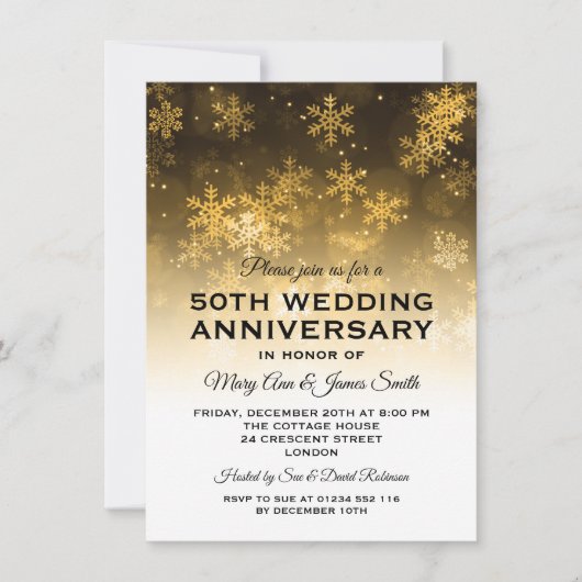 50e bruiloft Jubileum Gold Holiday Sparkle Kaart (Voorkant)