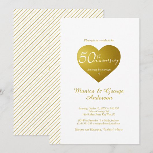 50e bruiloft Jubileum Gold Kaart (Voorkant / Achterkant)