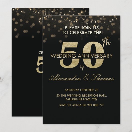 50e bruiloft Jubileum Gold Kaart (Voorkant / Achterkant)