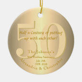 50e bruiloft Jubileum Gold Keramisch Ornament (Voorkant)