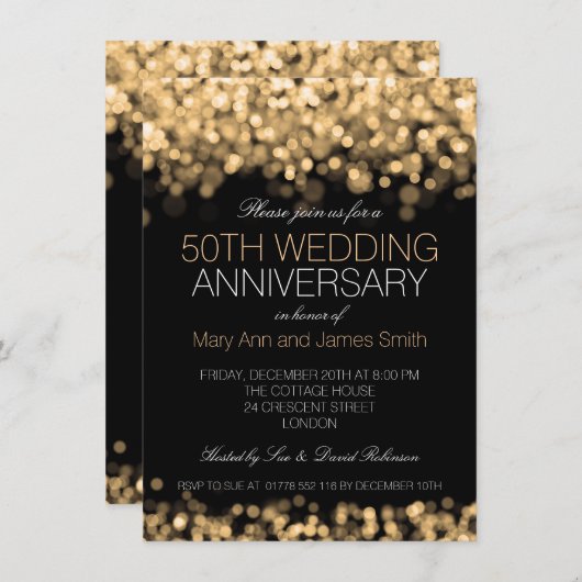 50e bruiloft Jubileum Gold Licht Kaart (Voorkant / Achterkant)