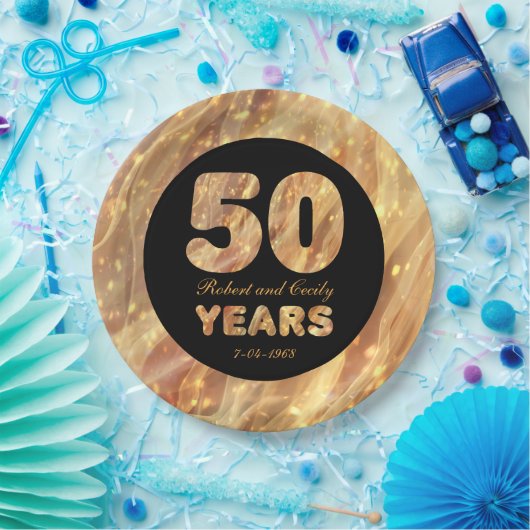50e bruiloft Jubileum Gold Party Lichten Papieren Bordje (Feest)