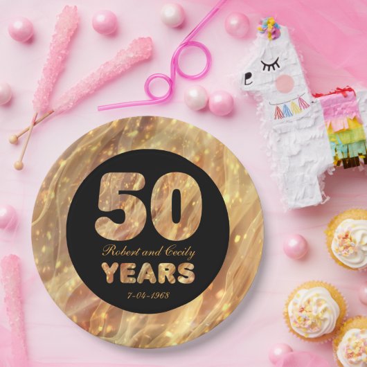 50e bruiloft Jubileum Gold Party Lichten Papieren Bordje (Feest)