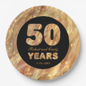 50e bruiloft Jubileum Gold Party Lichten Papieren Bordje (Voorkant)