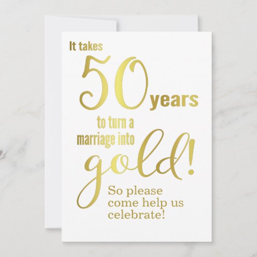 50e bruiloft Jubileum Gold Quote Kaart (Voorkant)