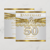 50e bruiloft Jubileum Gold Rings White Kaart (Voorkant / Achterkant)