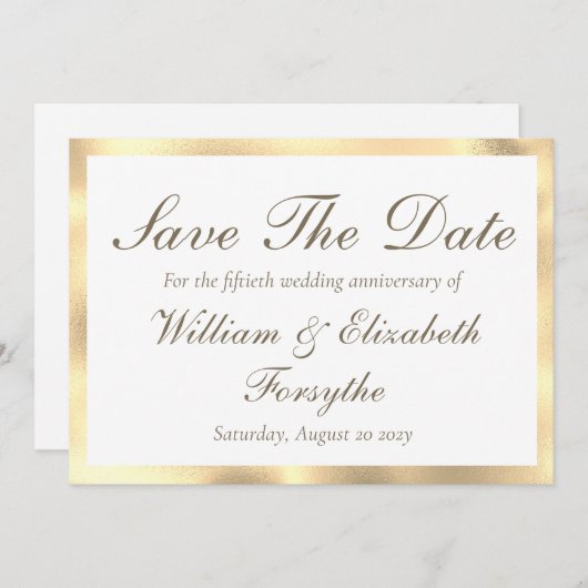 50e bruiloft Jubileum Gold Save The Date (Voorkant / Achterkant)