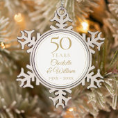 50e bruiloft Jubileum Gold Script Tin Sneeuwvlok Ornament