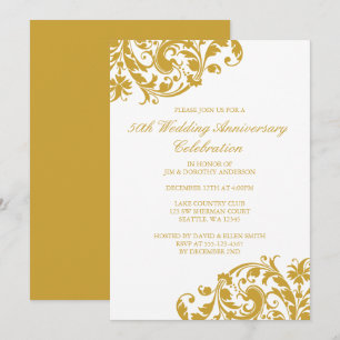 50e bruiloft Jubileum Gold Swirl Flourish Kaart