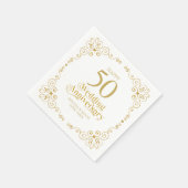 50e bruiloft Jubileum Gold Swirls Lijst servetten (Hoek)