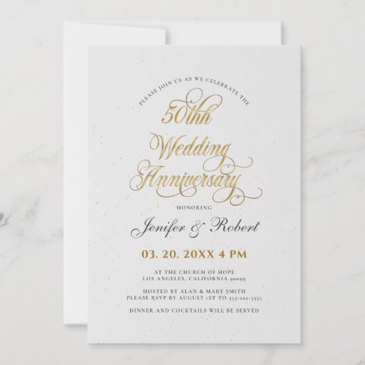 50e bruiloft Jubileum Gold Typografie Kaart (Voorkant)