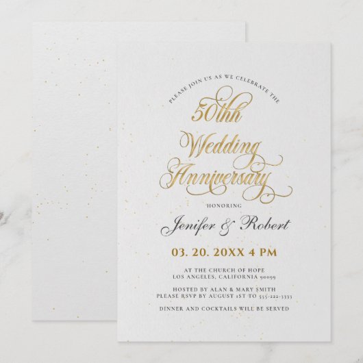 50e bruiloft Jubileum Gold Typografie Kaart (Voorkant / Achterkant)