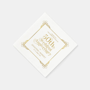 50e bruiloft Jubileum Gold Typografie Lijst Servet