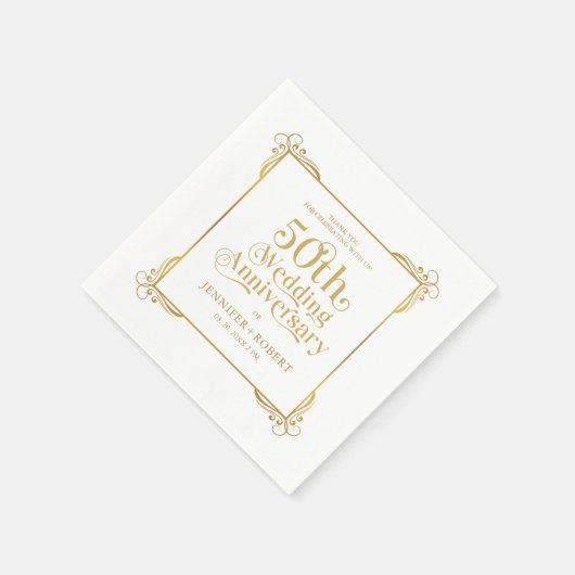 50e bruiloft Jubileum Gold Typografie Lijst Servet (Hoek)