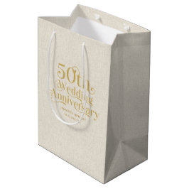 50e bruiloft Jubileum Gold Typografie Medium Cadeauzakje