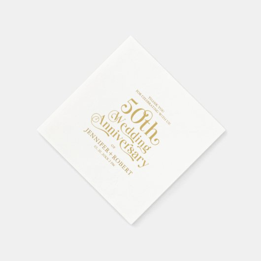 50e bruiloft Jubileum Gold Typografie Servet (Hoek)