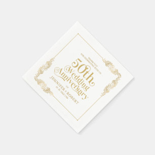 50e bruiloft Jubileum Gold Typografie Servet
