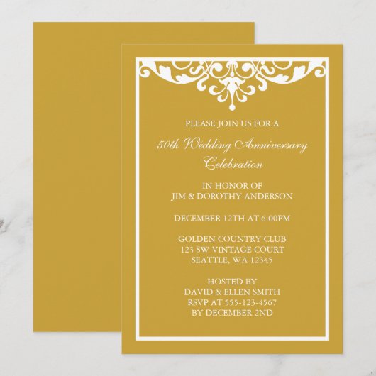 50e bruiloft Jubileum Gold  Vlaanderen Kaart (Voorkant / Achterkant)