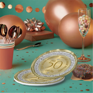 50e bruiloft Jubileum Gold White Diamonds Papieren Bordje
