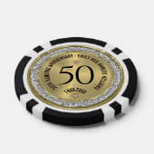50e bruiloft Jubileum Gold White Diamonds Poker Chips (Enkel)