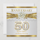 50e bruiloft Jubileum Gold White Pearl Kaart (Voorkant)