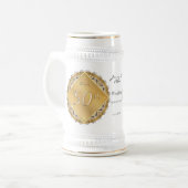 50e bruiloft Jubileum Golden Beer Stein Bierpul (Voorkant links)