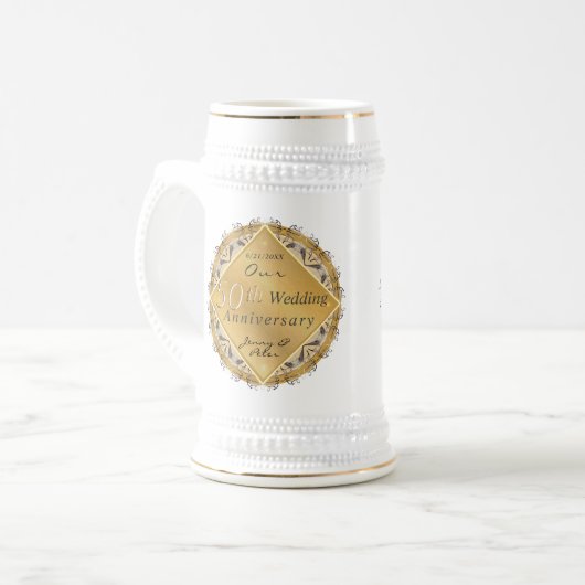 50e bruiloft Jubileum Golden Bierpul (Voorkant links)