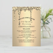 50e bruiloft Jubileum Golden Glitter Drip Kaart (Staand voorkant)