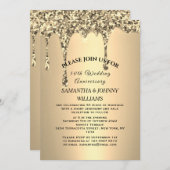 50e bruiloft Jubileum Golden Glitter Drip Kaart (Voorkant / Achterkant)