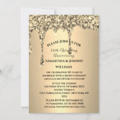 50e bruiloft Jubileum Golden Glitter Drip Kaart (Voorkant)