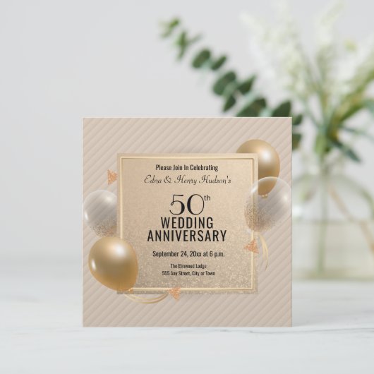 50e bruiloft Jubileum Golden Kaart (Staand voorkant)