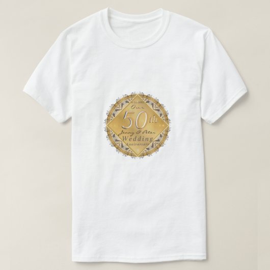 50e bruiloft Jubileum Golden T-shirt (Design voorkant)