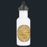 50e bruiloft Jubileum Golden Waterfles<br><div class="desc">Dus het is hun 50ste trouwdag,  het pallet is een klassiek oud en roos goud met zilveraccenten,  en deze waterfles die ik heb ontworpen zal er goed in passen? Geweldig! Dan vind je alle papierproducten die je nodig hebt voor die feestdag in mijn Zazzle-winkel!</div>