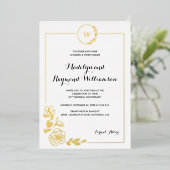 50e bruiloft Jubileum Golden Wreath Monogram Folie Uitnodiging (Staand Voorkant)