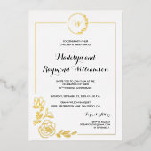 50e bruiloft Jubileum Golden Wreath Monogram Folie Uitnodiging (Voorkant)