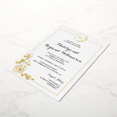 50e bruiloft Jubileum Golden Wreath Monogram Folie Uitnodiging (Gedraaid)