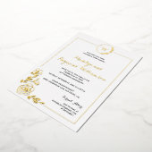 50e bruiloft Jubileum Golden Wreath Monogram Folie Uitnodiging (Gedraaid)