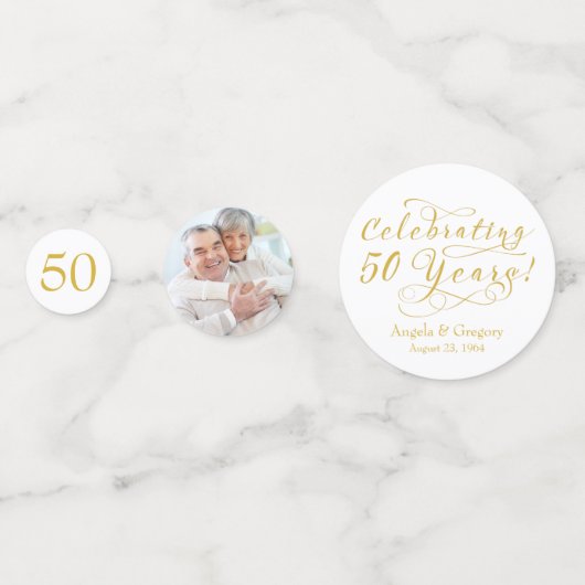 50e bruiloft Jubileum Goud 50 jaar Foto Confetti (Voorkanten)