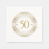 50e bruiloft Jubileum Goud Bloemen Lijst 2 Servet (Voorkant)