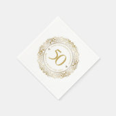 50e bruiloft Jubileum Goud Bloemen Lijst 2 Servet (Hoek)